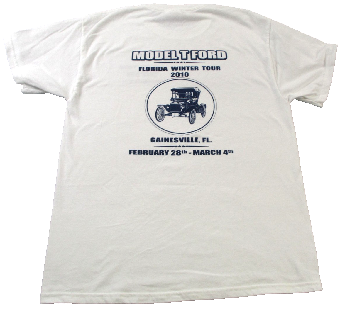 Model T Ford Florida Winter Tour Shirt Mens Medium White Hanes Gainesville 20100