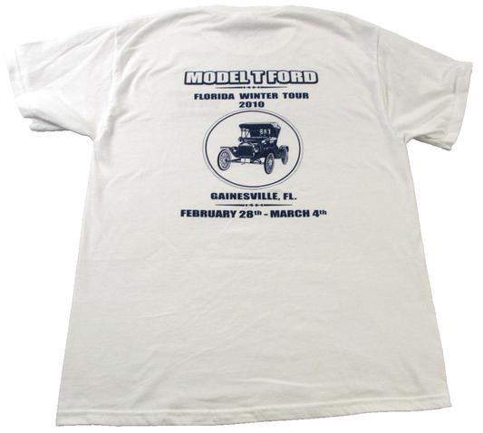 Model T Ford Florida Winter Tour Shirt Mens Medium White Hanes Gainesville 20100