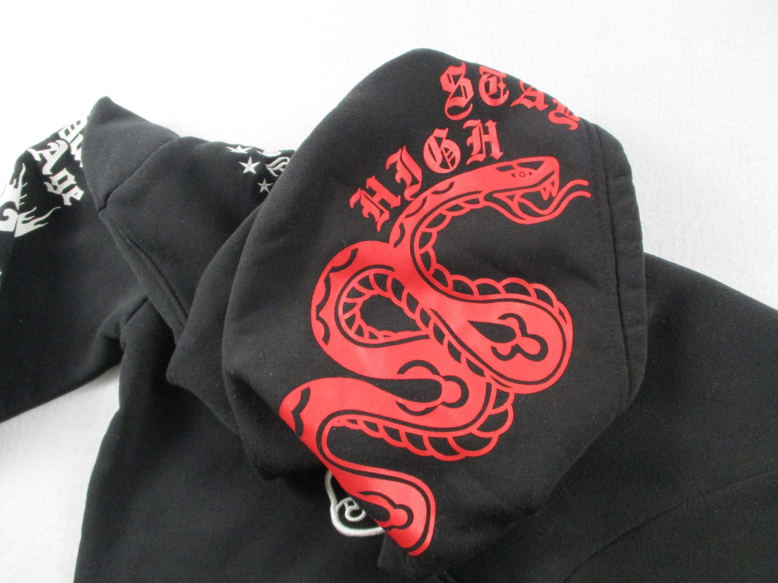 Rebel Minds Hoodie Mens XL Black Pullover Fleece Sweatshirt Stay High Paradise14