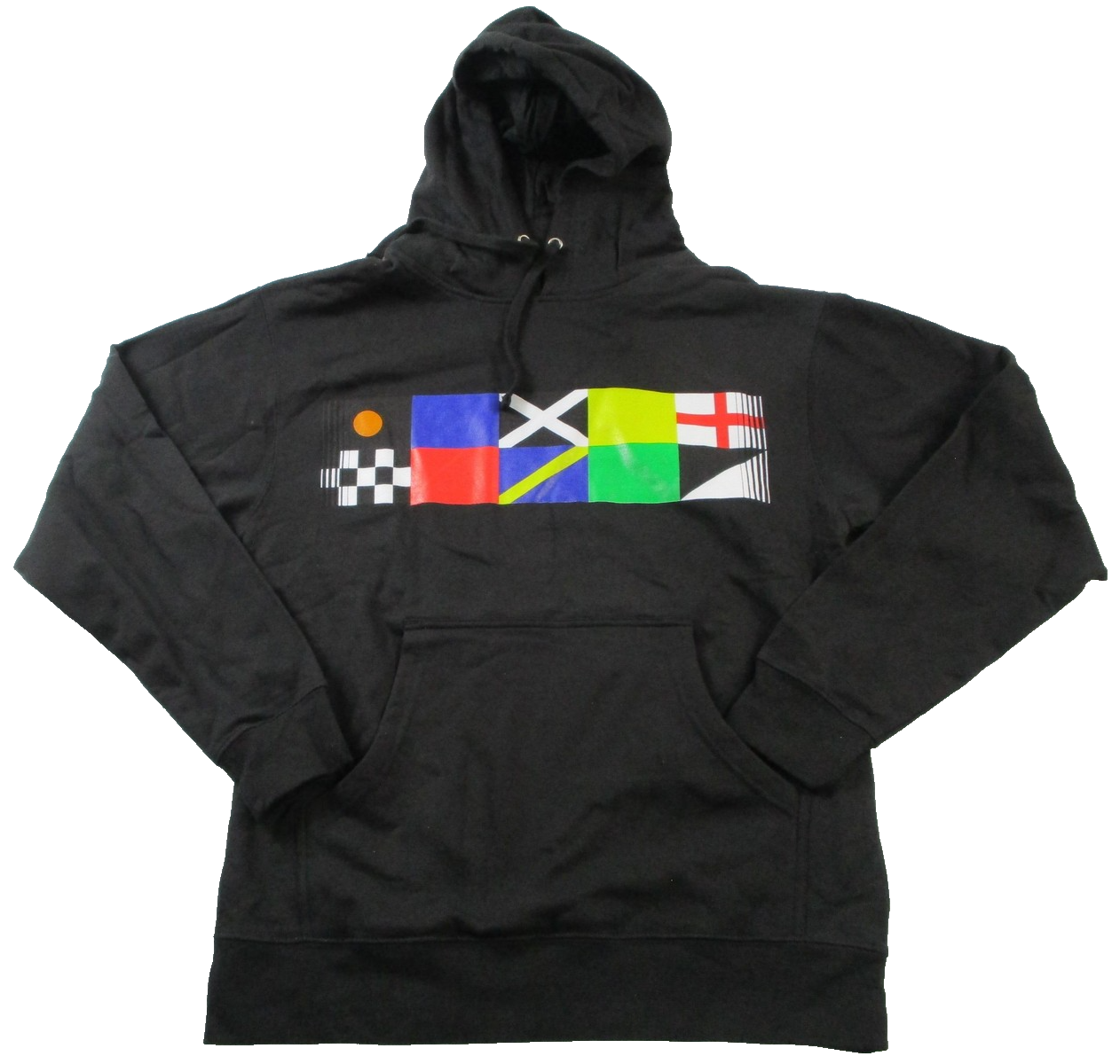 Hoonigan Hoodie Mens Medium Black Fleece Pullover Nautical Flag Graphic 1632350