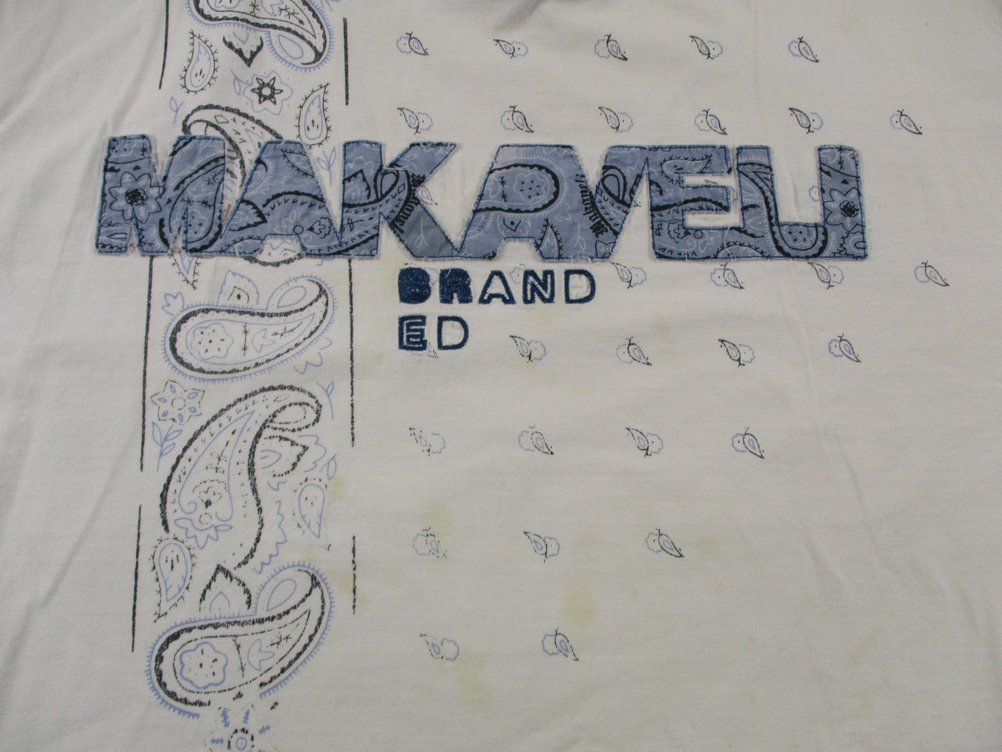 Makaveli Branded Shirt Mens 2XL White Bandana Paisley Logo Graphic Tee 17414