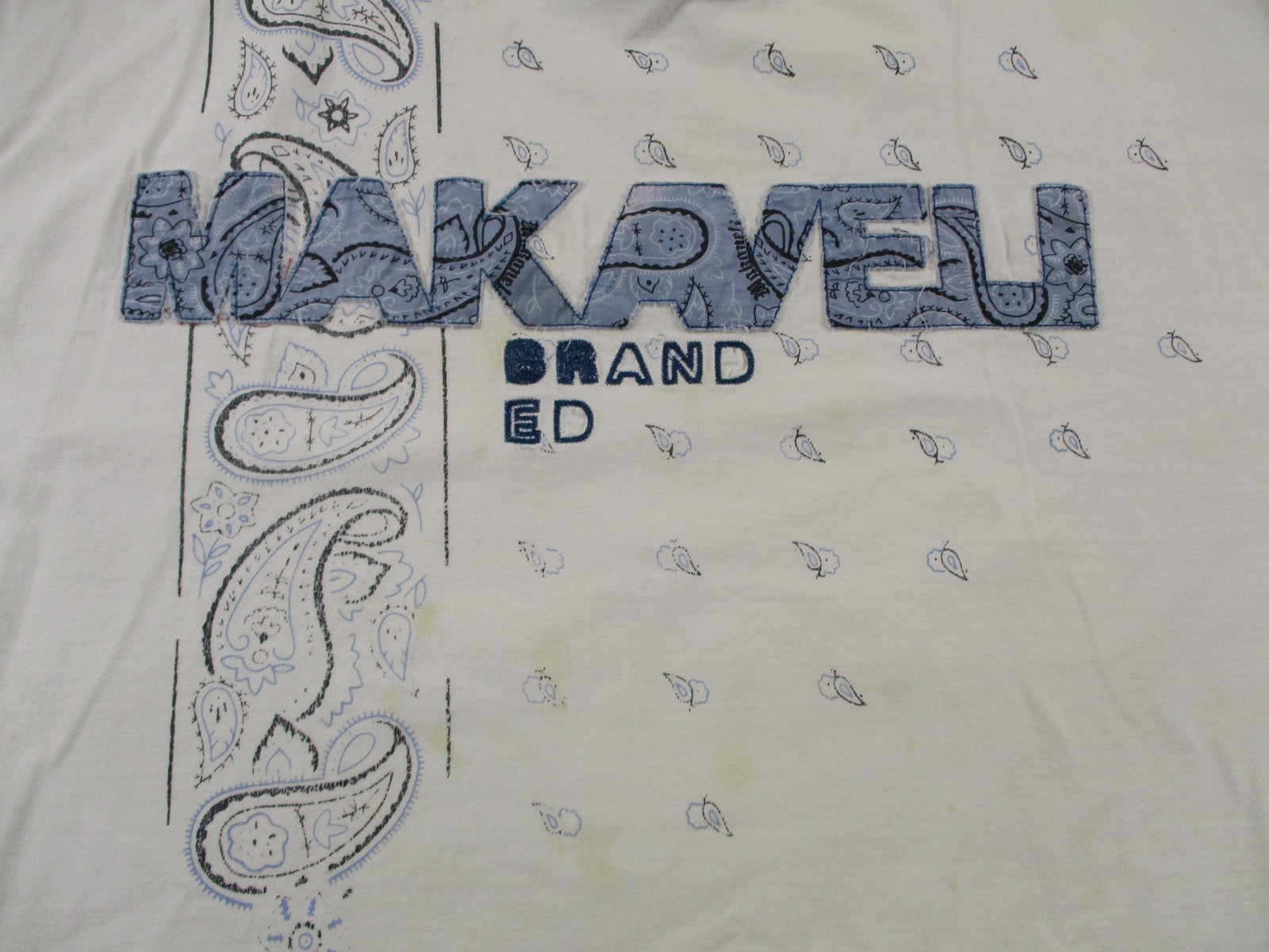 Makaveli Branded Shirt Mens 2XL White Bandana Paisley Logo Graphic Tee 17414