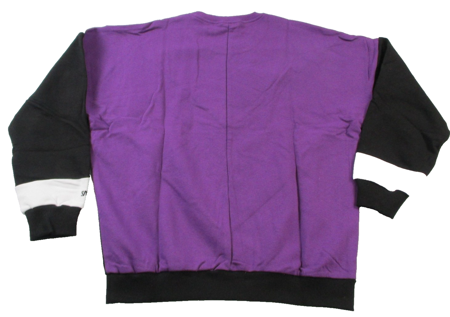 SAW Sweatshirt Mens Large Purple Black White Pullover Fleece Colorblock Crewneck1