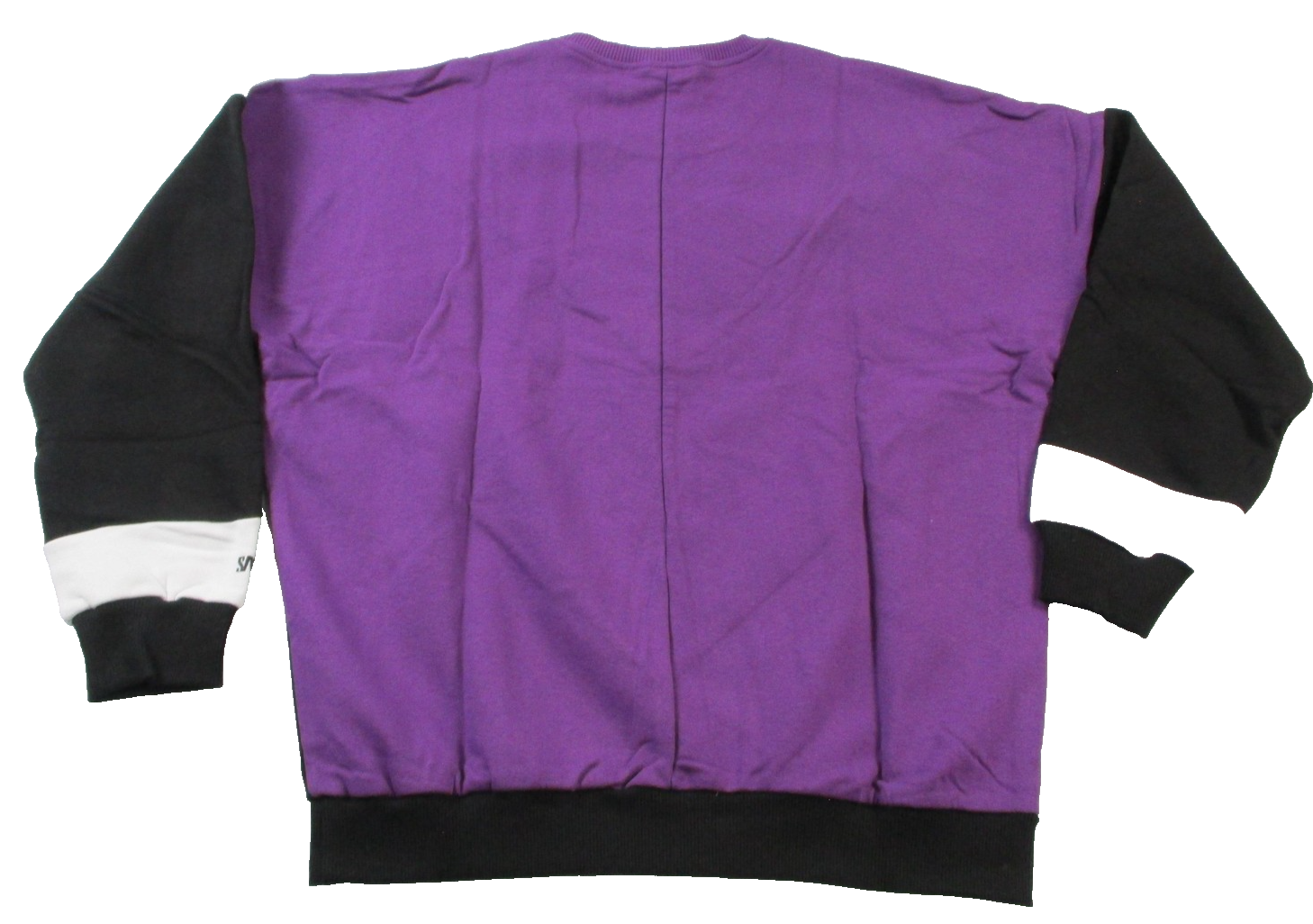 SAW Sweatshirt Mens Large Purple Black White Pullover Fleece Colorblock Crewneck1