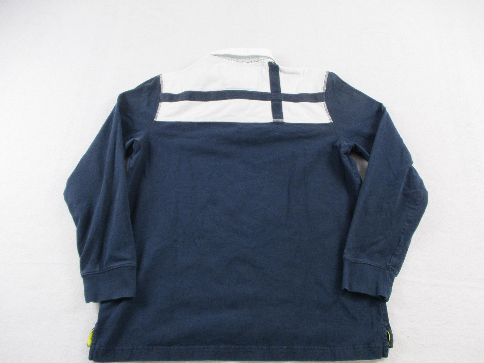Nautica Polo Shirt Mens Medium Blue White Long Sleeve Colorblock Cotton Logo1