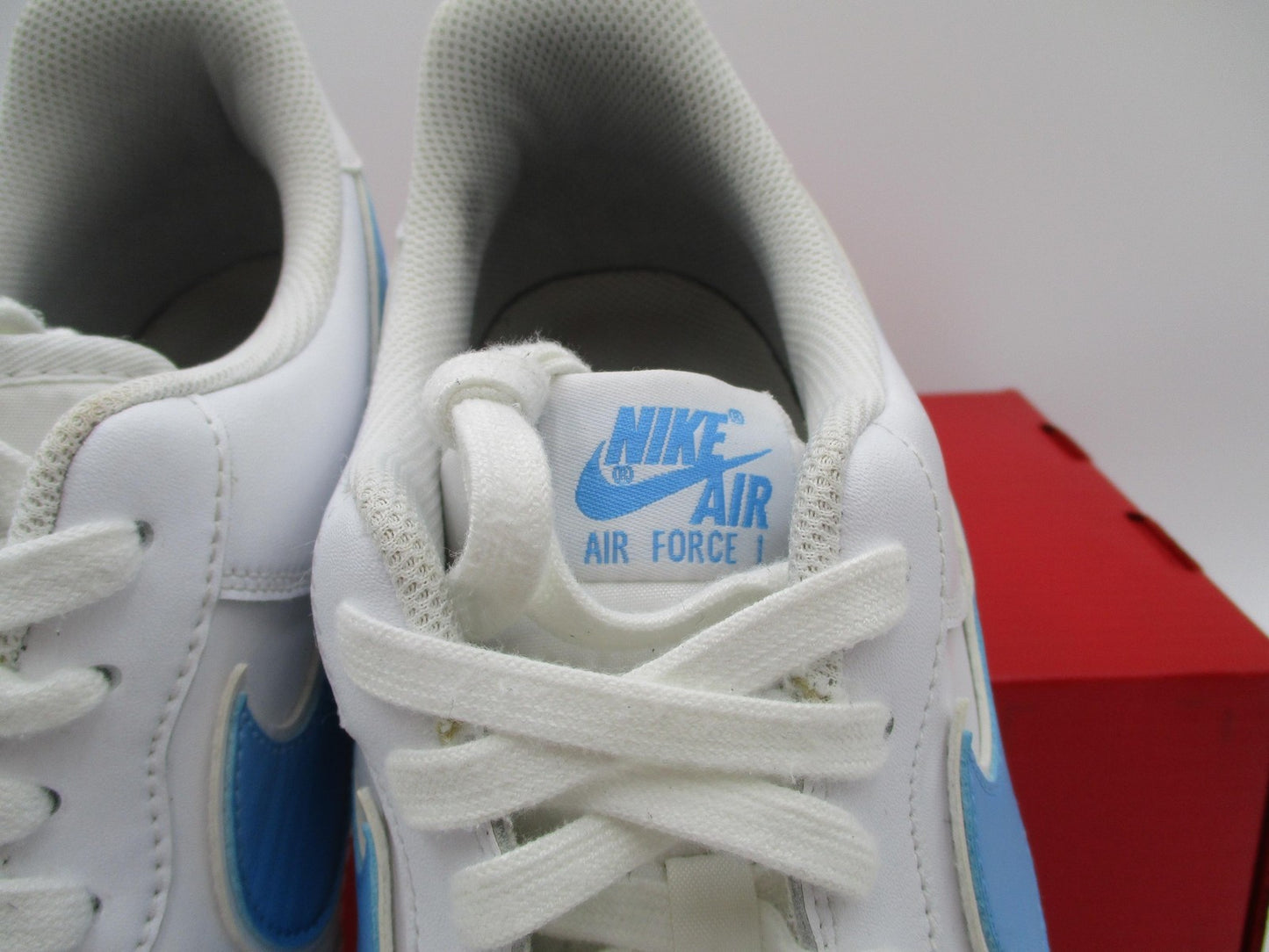 Nike Air Force 1 Low Shoes Men Sz 14 White Blue Leather Low Top AF1 Classic 1E79