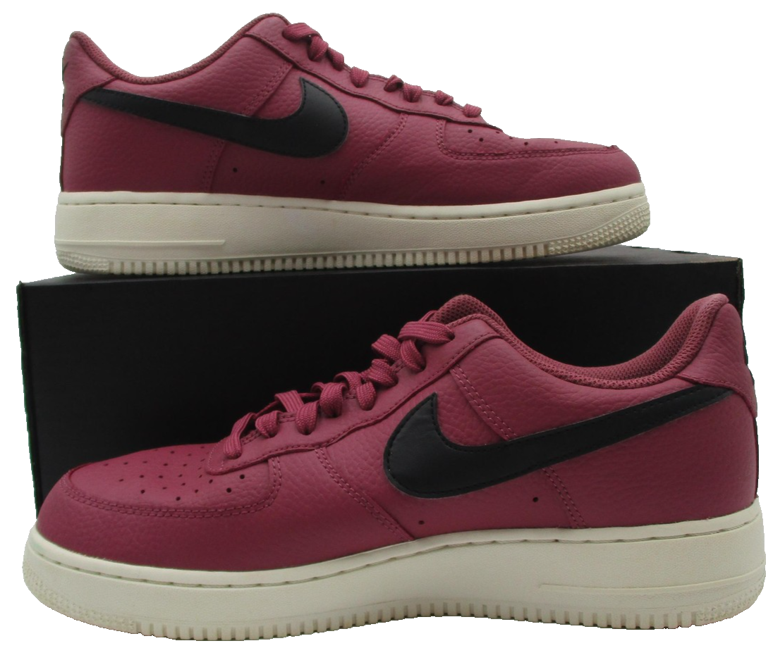Nike Air Force 1 Low Shoes Mens Sz 9.5 Red Black Leather Low Top AA4083-601 1U51