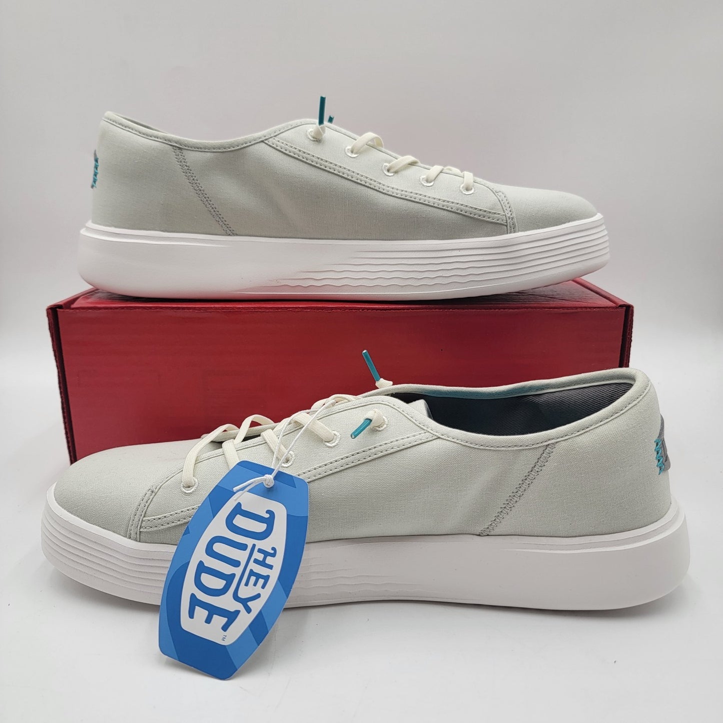 Hey Dude Mens Cody Sneakers US 13 M White Low Top Canvas NWOB  (1A1)1