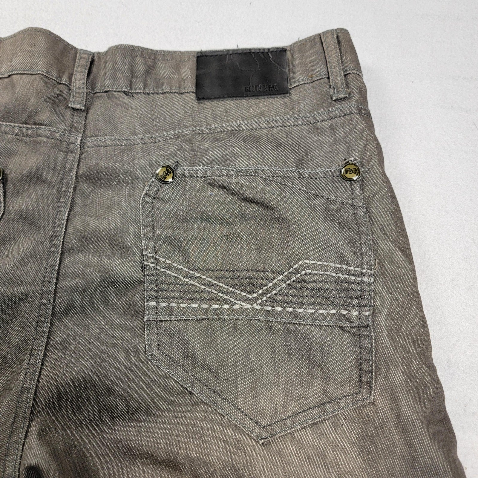 Blue Rag Jeans Mens 36x32 Gray Straight Leg Denim Pants Contrast Stitching
