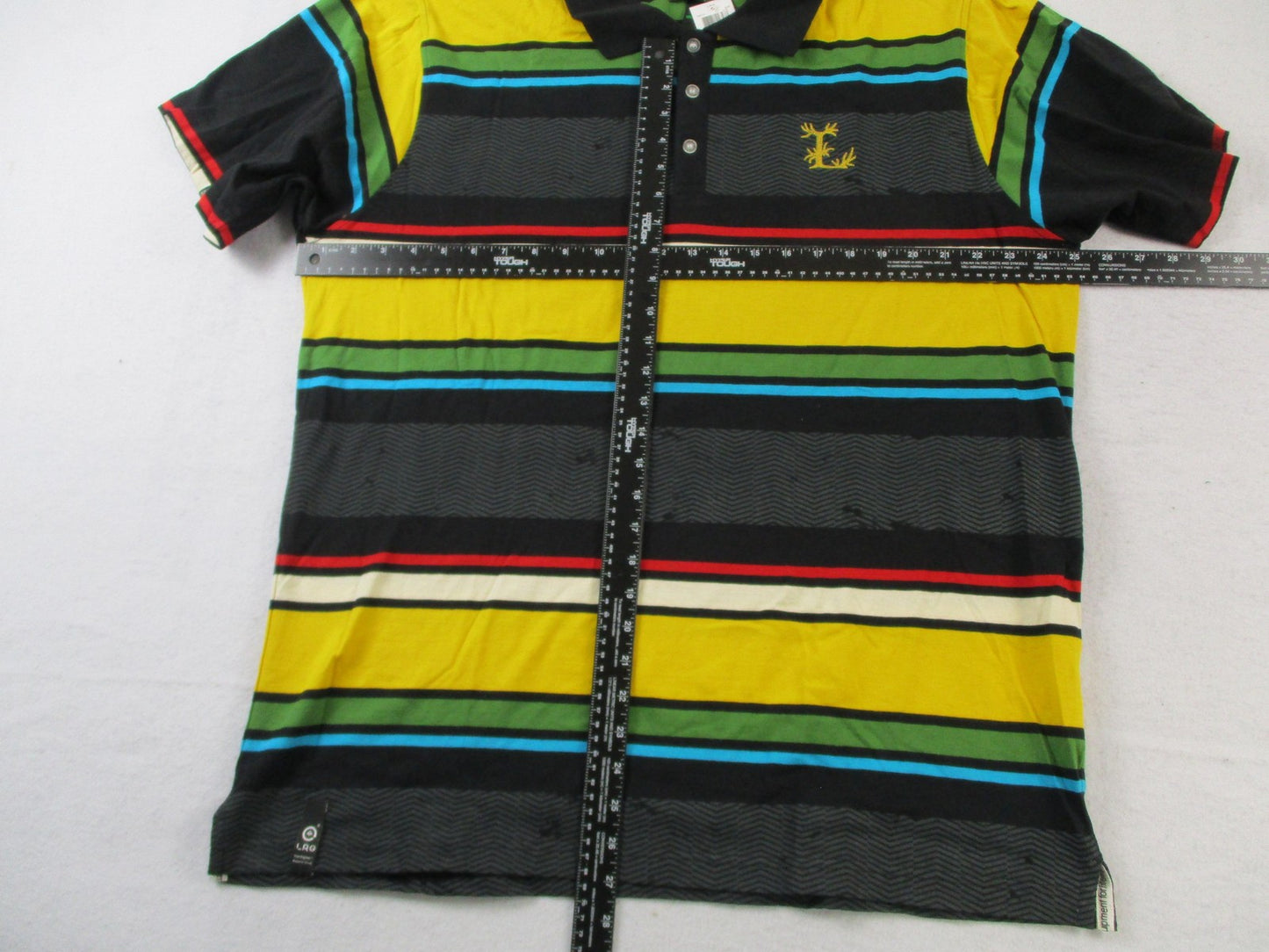 LRG Polo Shirt Mens 2XL Multicolor Striped Short Sleeve Cotton Collared Casual3