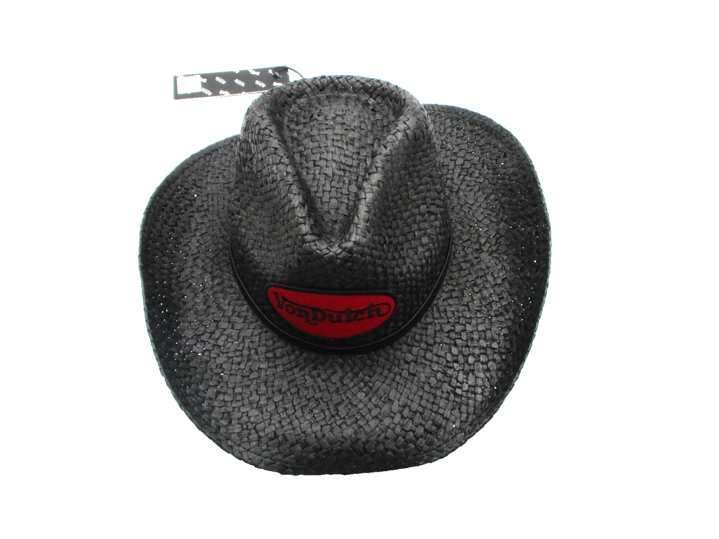 Von Dutch Hat Cowboy Fitted One Size Black Red Straw Wide Brim Western Mens5