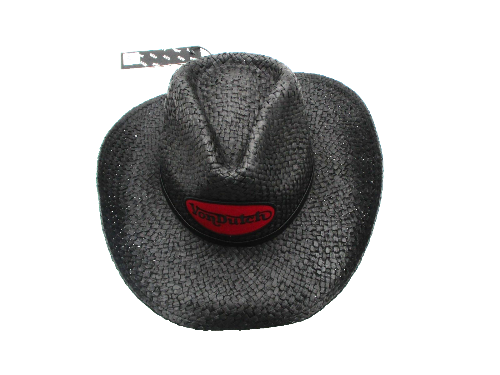 Von Dutch Hat Cowboy Fitted One Size Black Red Straw Wide Brim Western Mens5