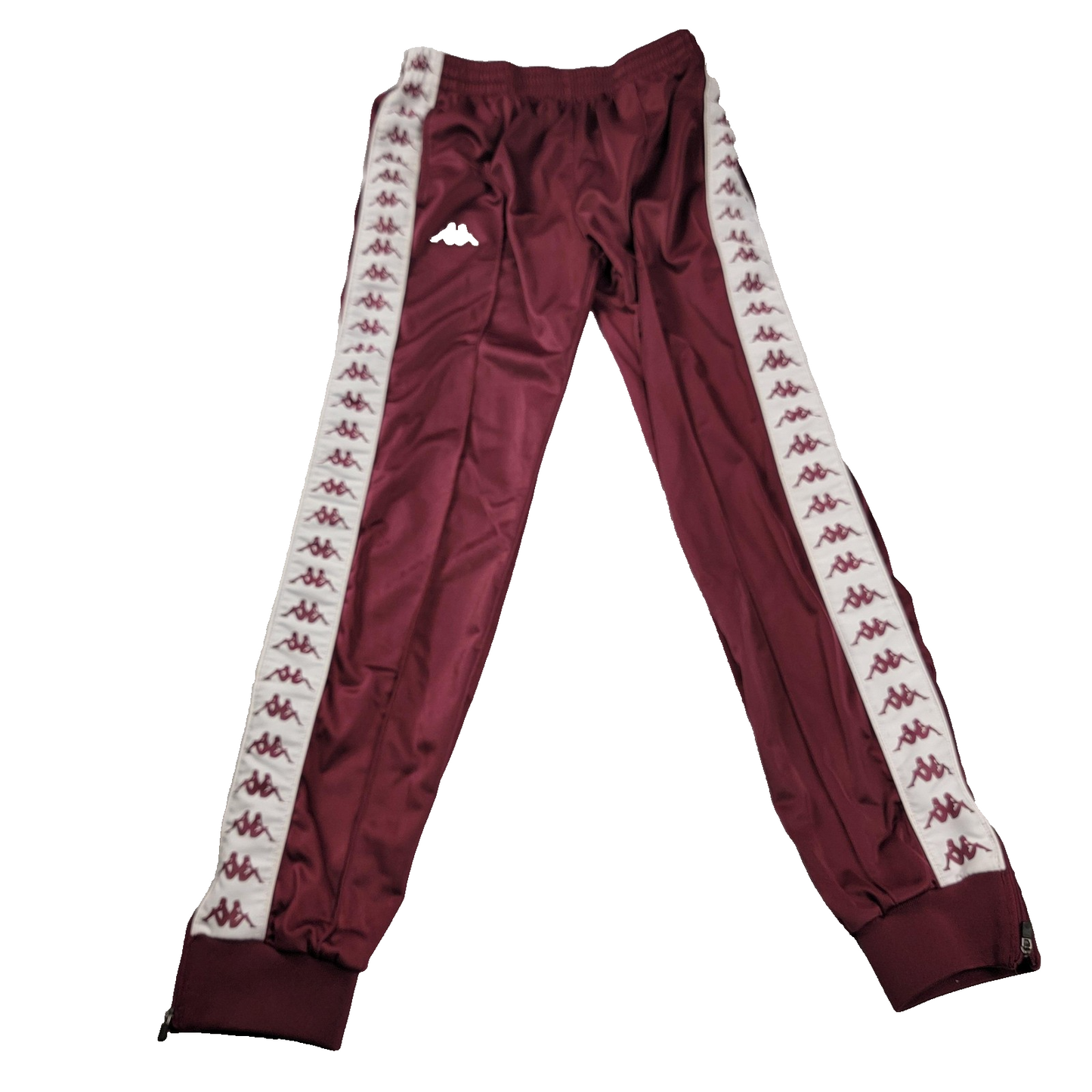 Kappa Pants Unisex Medium Burgundy White Logo Taped Track Joggers Sportswear 9470