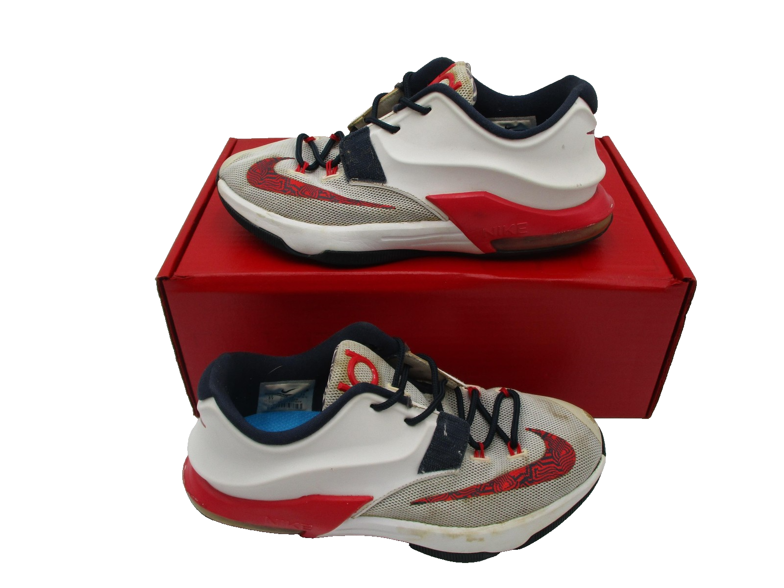 Nike KD7 Youth Size 6Y White Red Navy USA Basketball Sneakers 669942100 (1D8)1