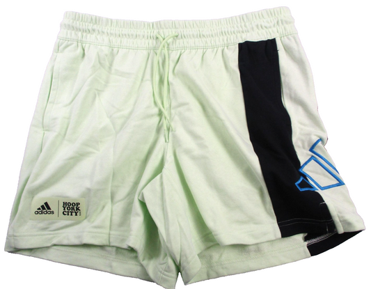 Adidas Hoop York City Basketball Shorts Womens L Lime Green Terry HB0690