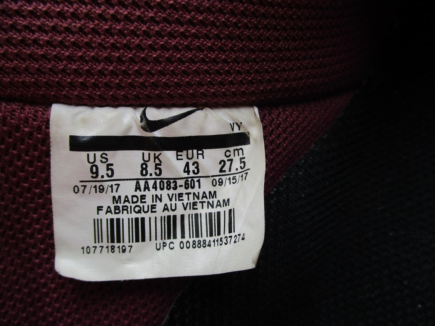 Nike Air Force 1 Low Shoes Mens Sz 9.5 Red Black Leather Low Top AA4083-601 1U59