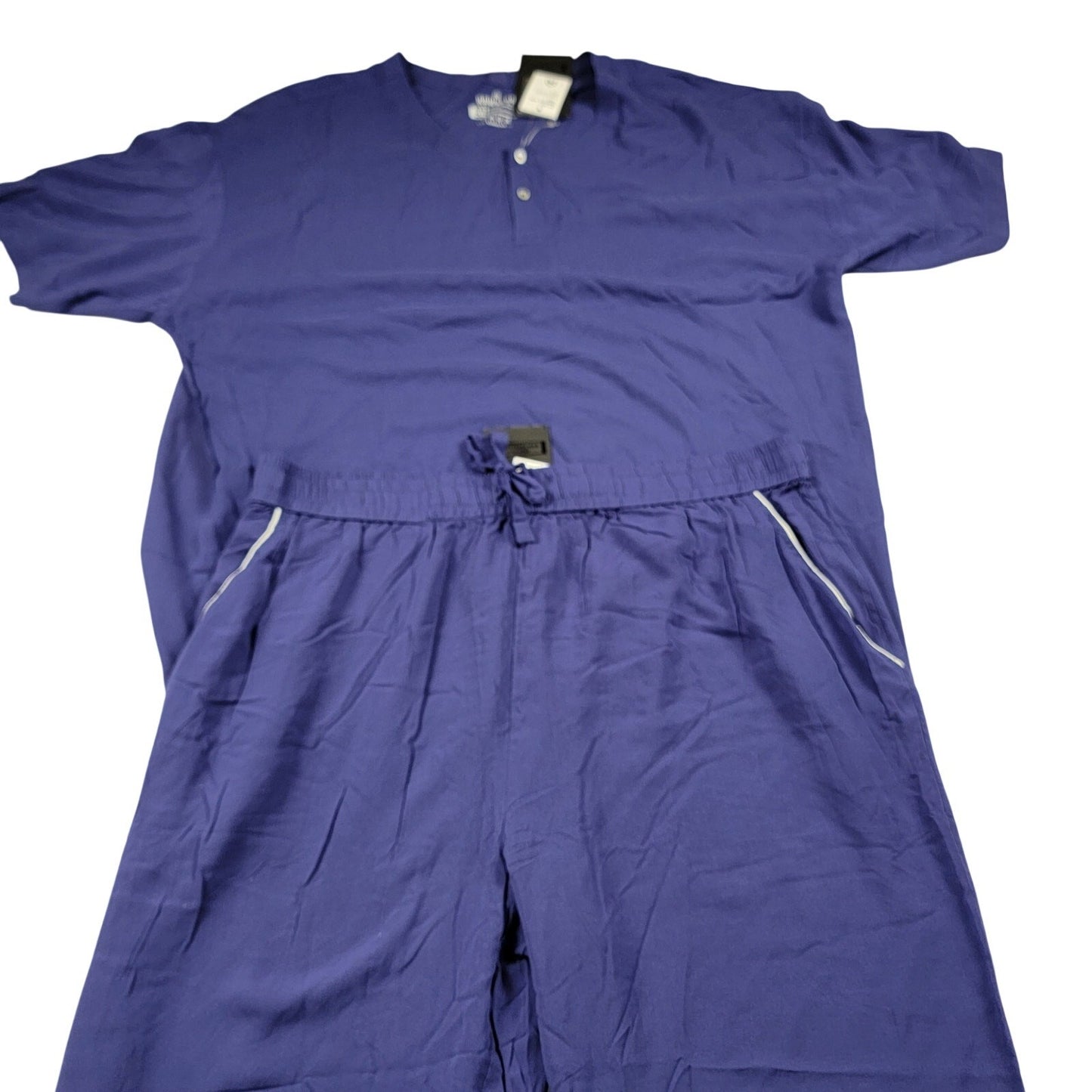Raw Gear Sleep Set 2pc Henley Top + Pant Mens 2XL Navy Rayon NWT 6970