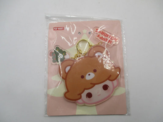 POP MART Dimoo POP BEAN Christmas 80mm Acrylic Mirror Keychain Brown Clip On0