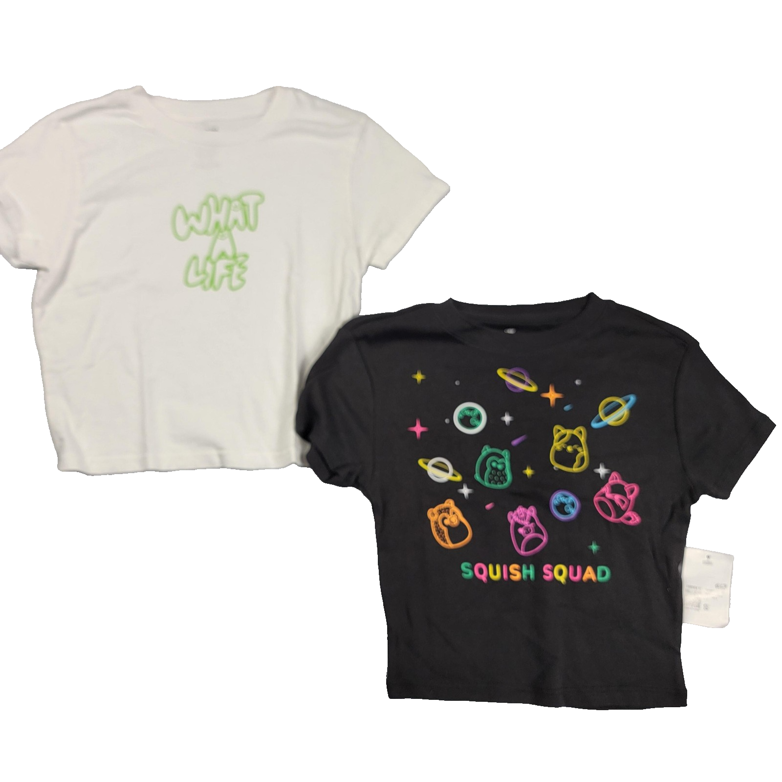 Squishmallows & DJ John Summit 'What a Life' Sz S Womens Crop Tops 2 Pk