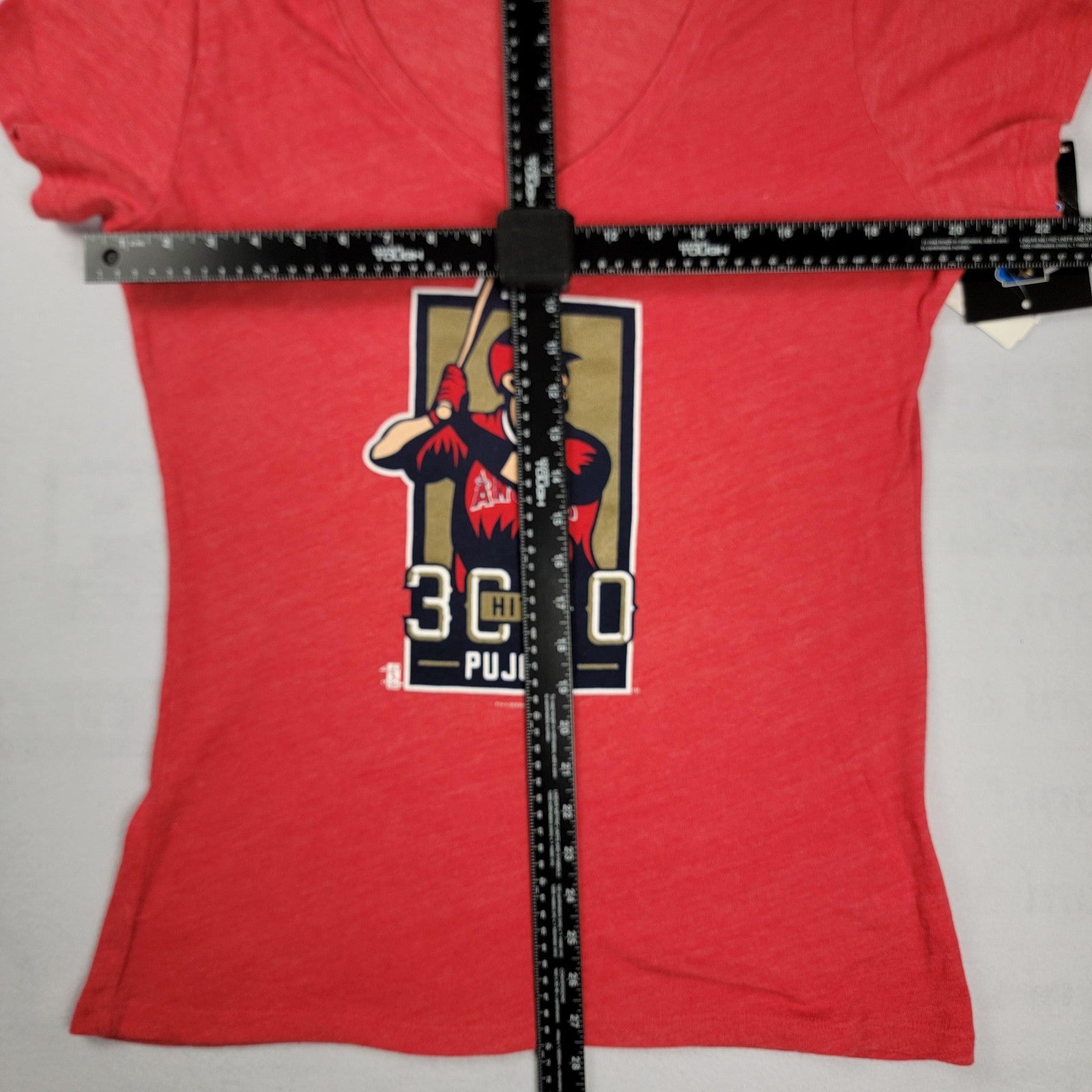 Los Angeles Angels Shirt Women Lg Red MLB Baseball Pujols 3000 Hits New Era 10013