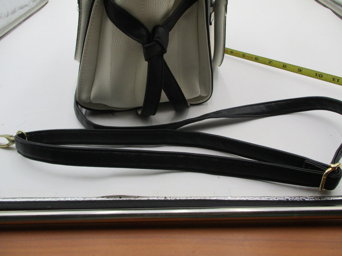 Christian Siriano Satchel Handbag Black Cream Bow Strap Used5