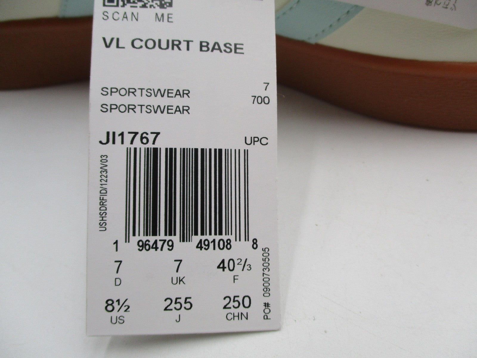 Adidas VL Court Base Shoes Womens Size 8.5 White Gum Court Sneakers JI176712