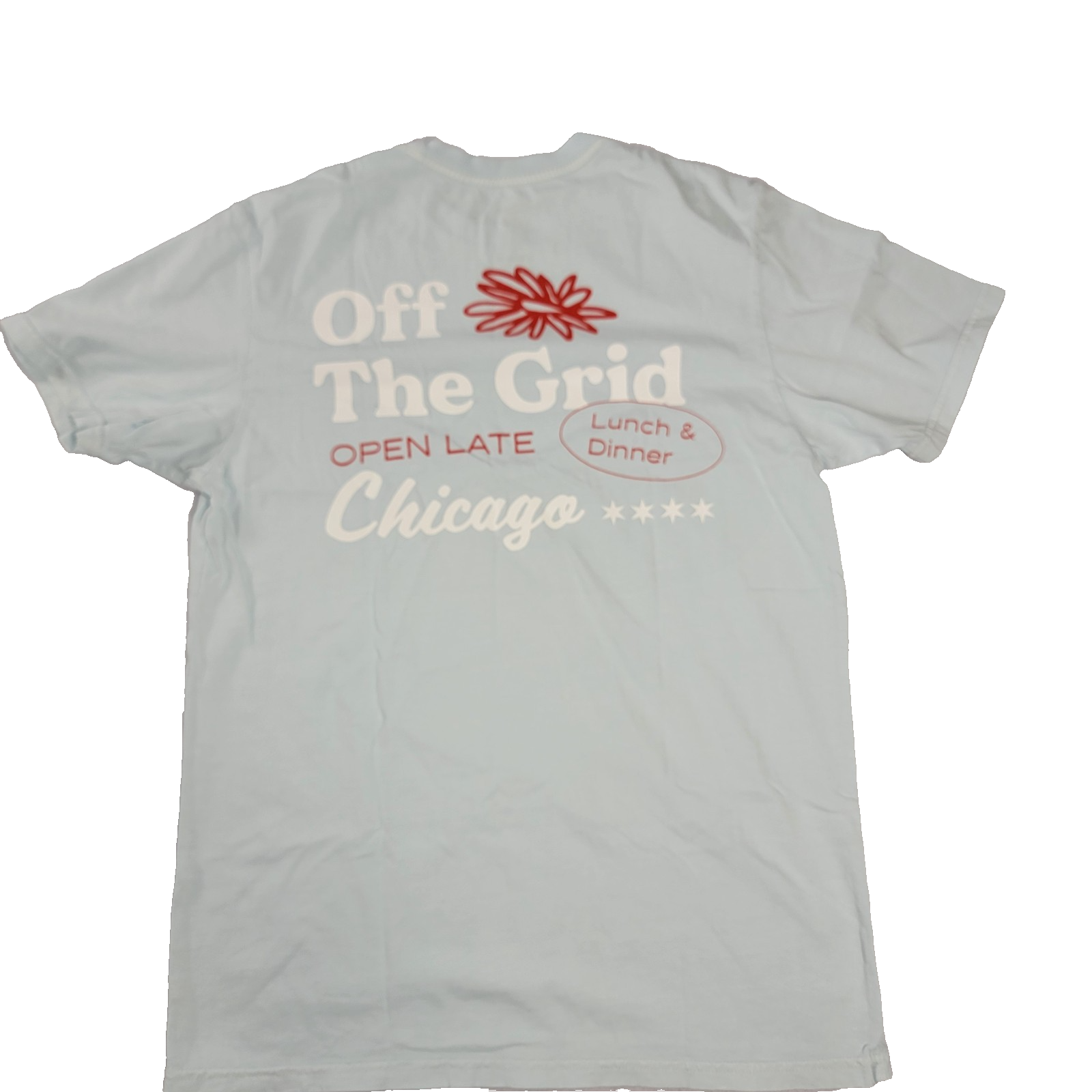 John Summit Open Late Chicago Tee Light Blue Medium New 100% Cotton