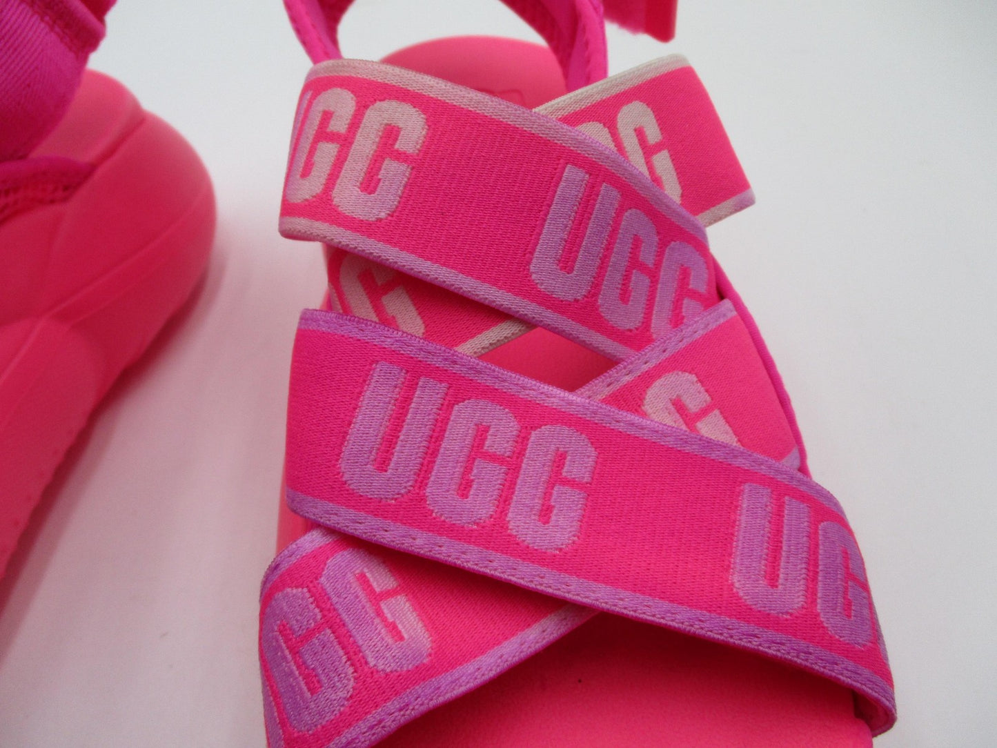 UGG Shoes Womens Size 6 Pink Logo Strappy Platform Wedge Sport Sandals 11100905
