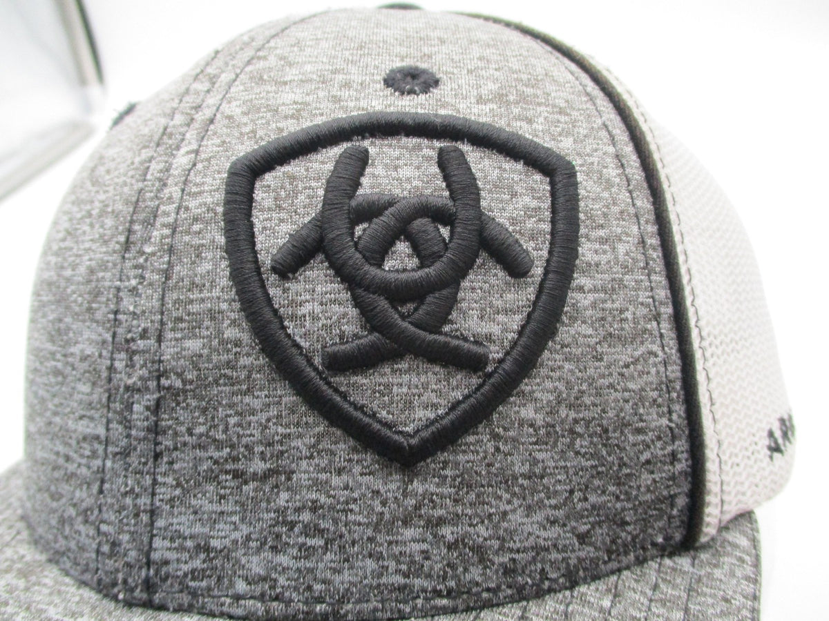 Ariat Hat Cap Snap Back Mens One Size Gray White Trucker Mesh Embroidered2