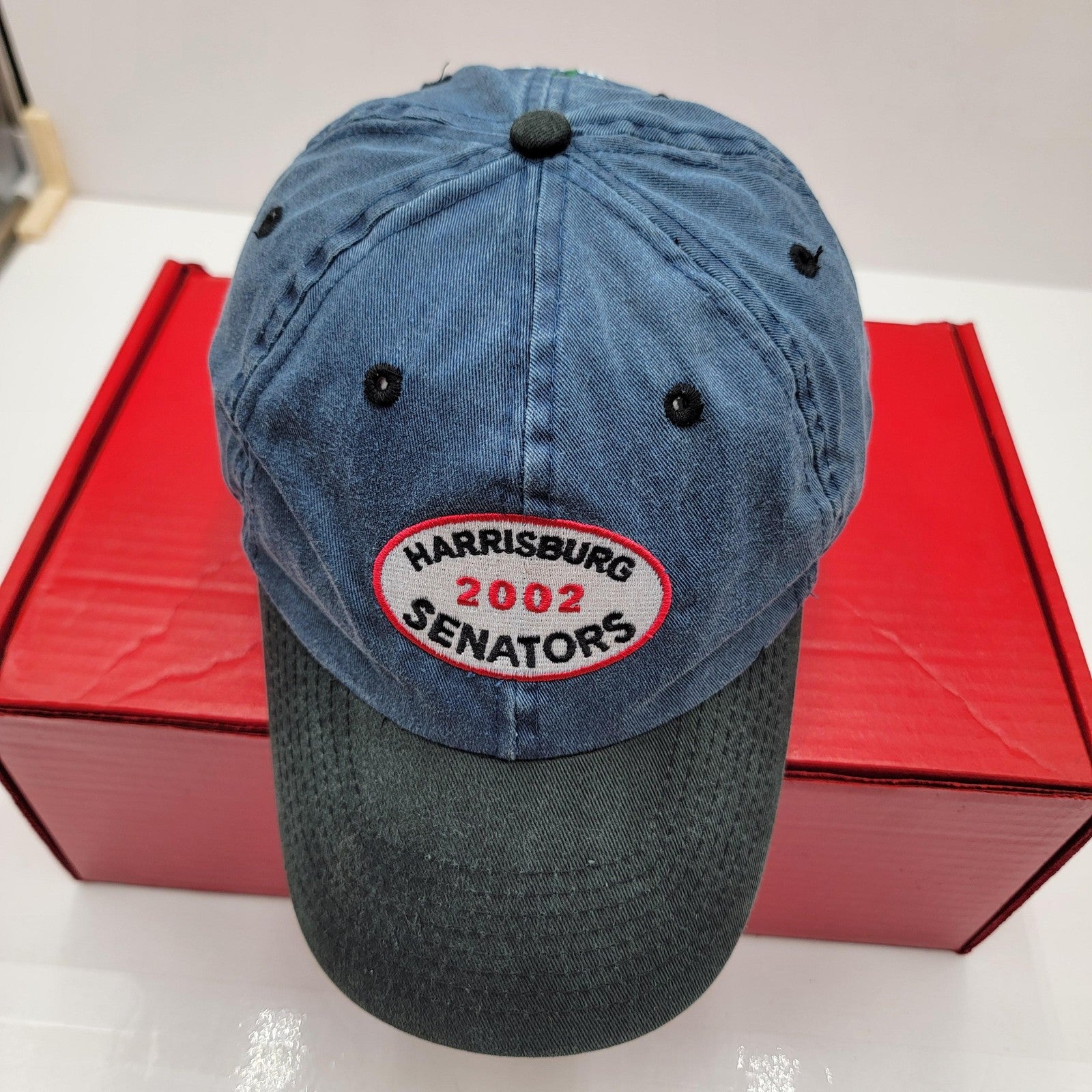 Vintage Harrisburg Senators Hat Cap Strap Back Blue Gray MILB Baseball Mens 20021