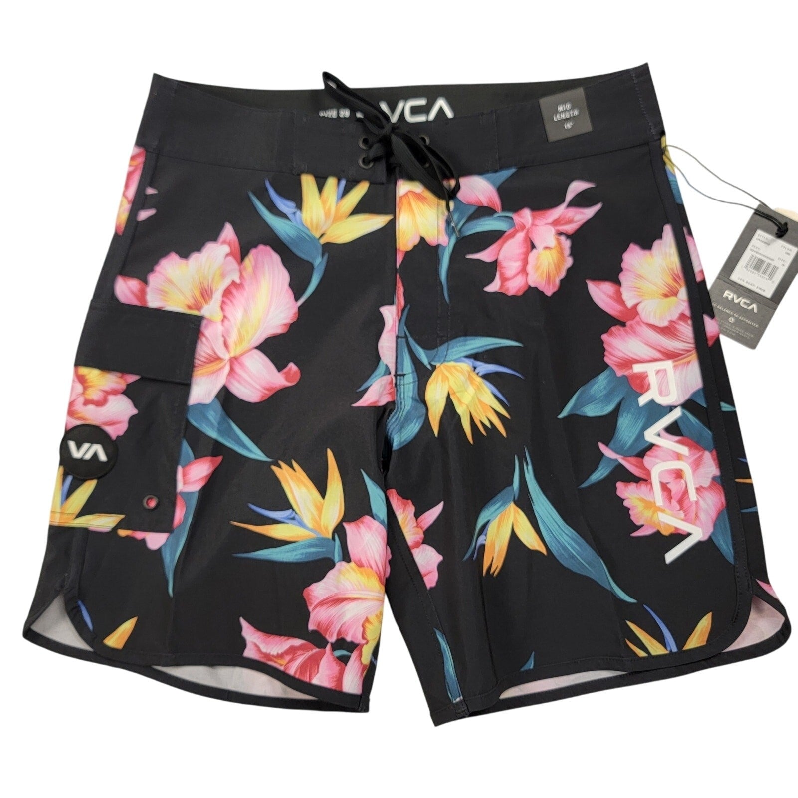 RVCA Men's VA Stretch 18" Floral Boardshorts Black Multi Size 29 NWT Surf Swim0