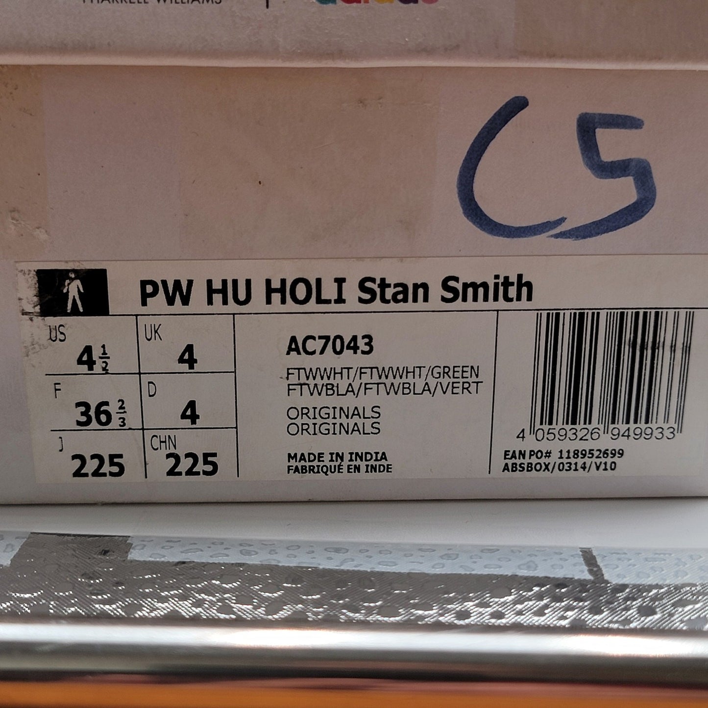 Adidas Pharrell x Hu Holi x Stan Smith 'Green' Sz 4.5M/6W10