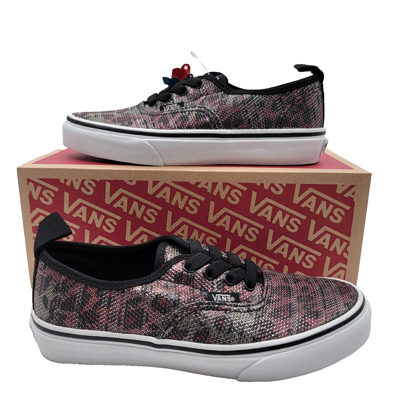 Vans Authentic Elastic Youth Leopard Mesh Lace-Up Sneakers NIB