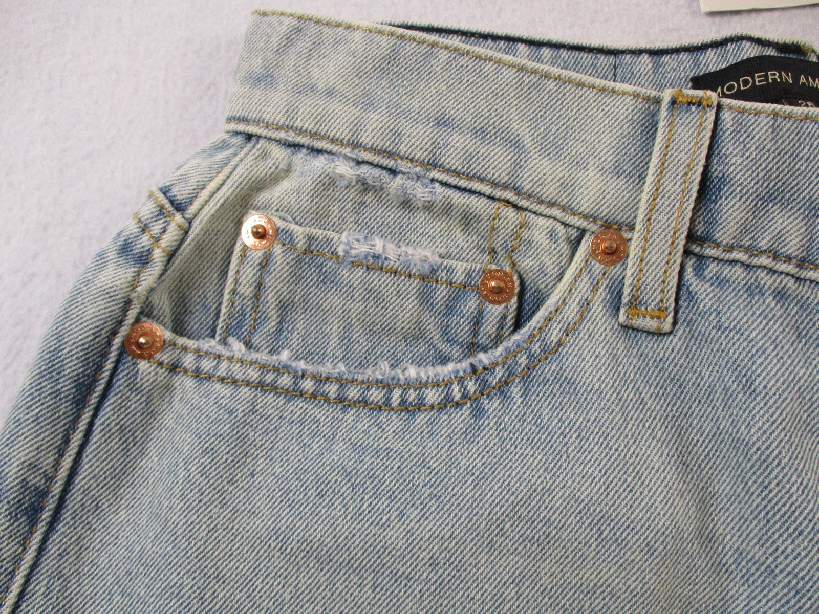 Modern American Rexford Jeans Womens 26 Blue Straight Distressed Frayed Hem 14715