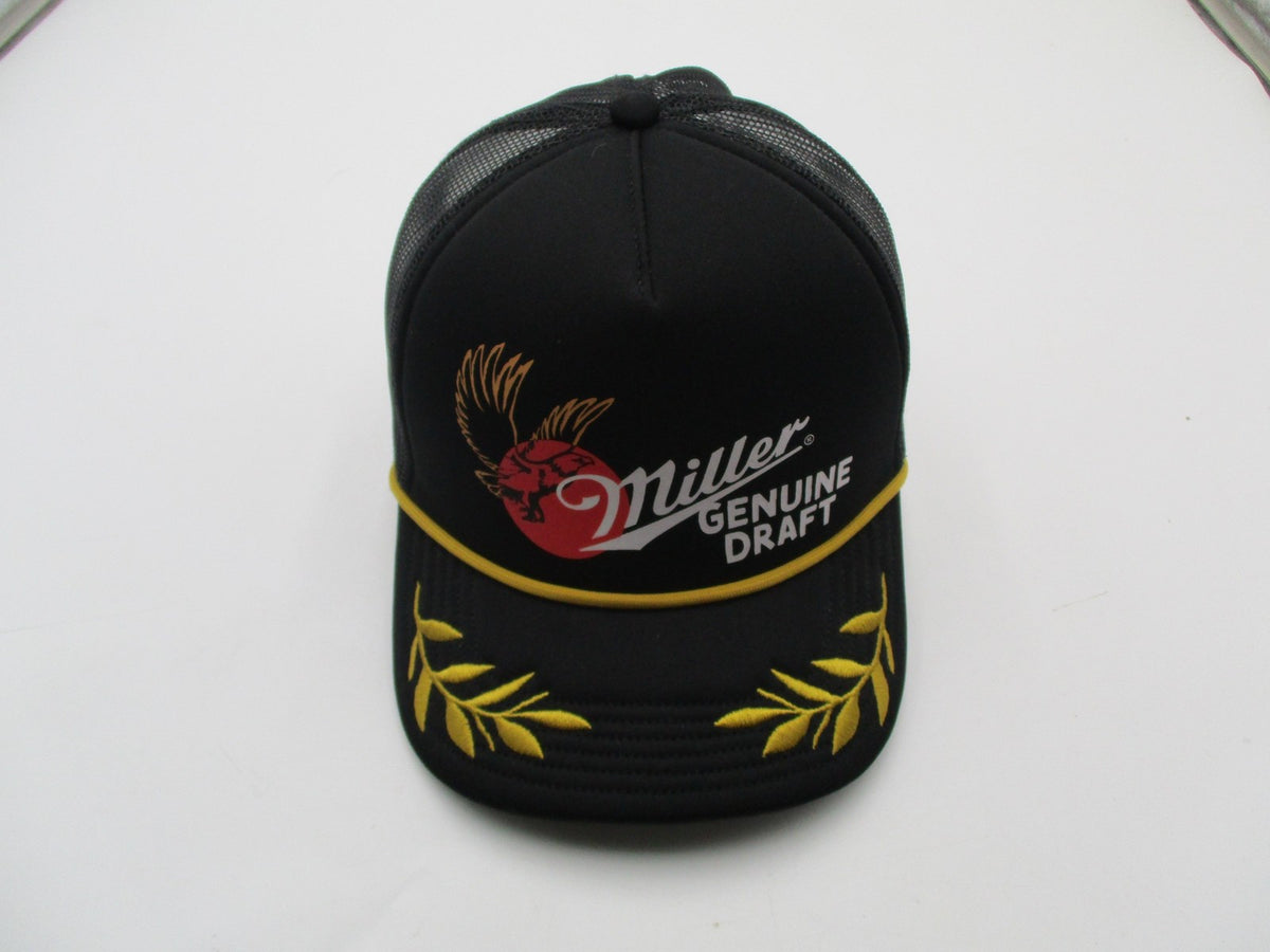 Miller Genuine Draft Black Trucker Hat Mesh Snapback Beer Logo Cap Adjustable7