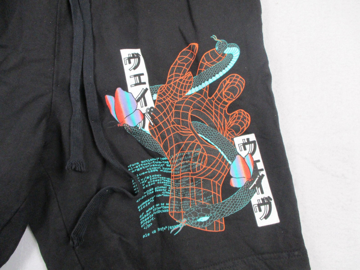 Vitriol Adroit Butterfly Snake Shorts Men Large Black Fleece Graphic Art 1248512