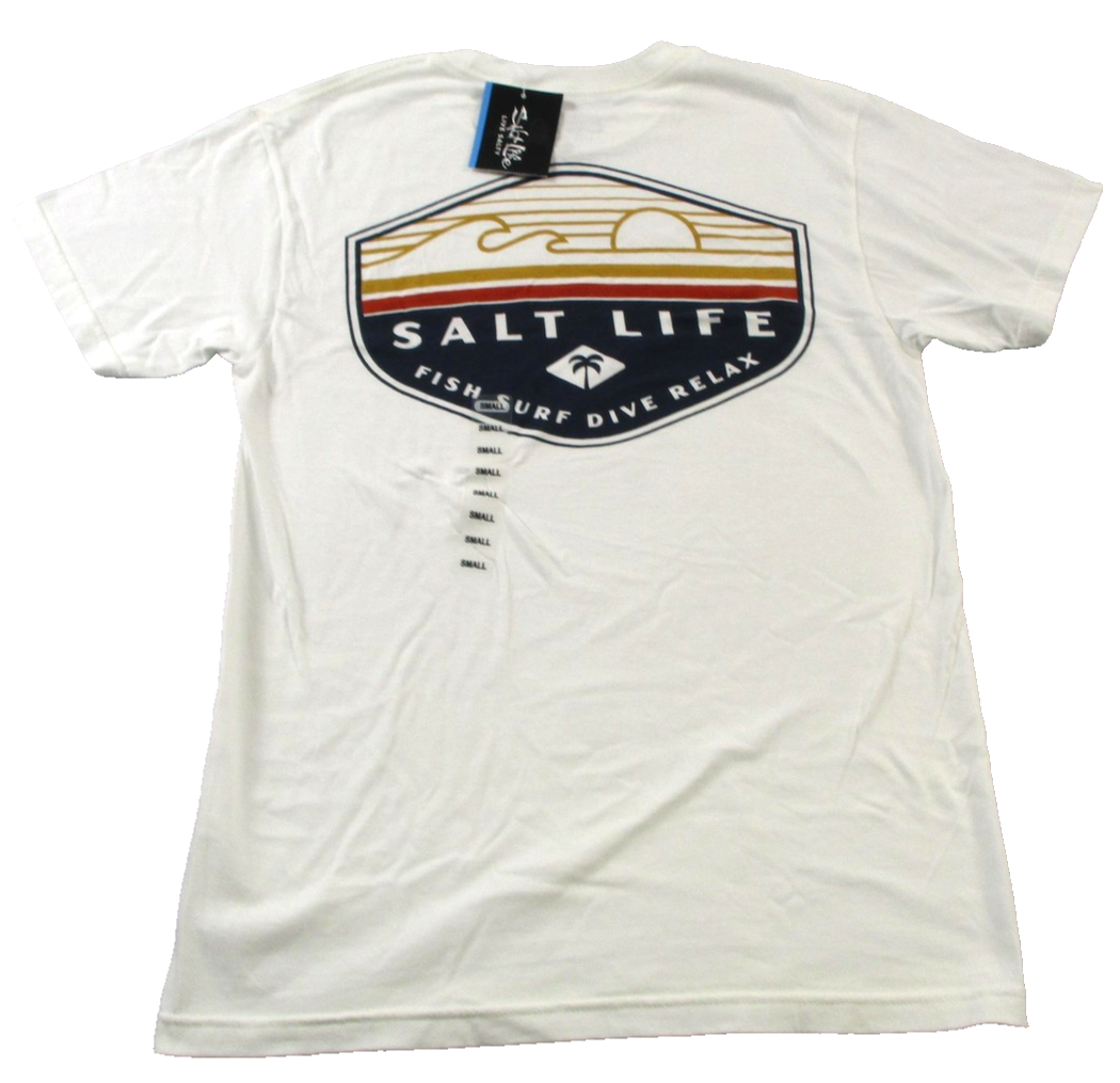 Salt Life Shirt Mens Small White The Flash Fish Surf Dive Relax Graphic 16411