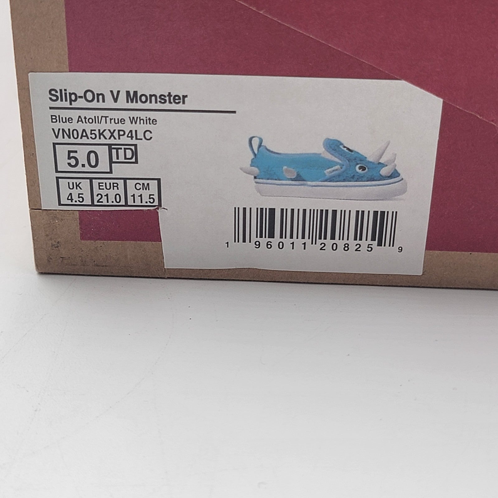 Vans Slip On V Monster Atoll Blue/True White Sz 5TD VN0A5KXP4LC9