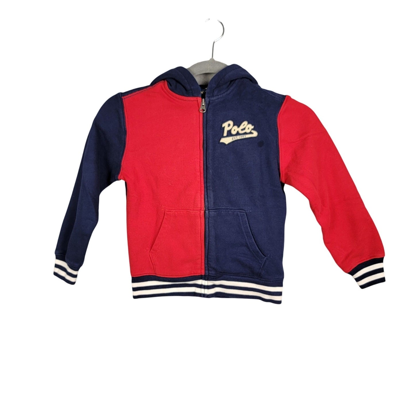 Polo Ralph Lauren Kids Zip Hoodie Size 6 Red Navy 67 Varsity Jacket Style
