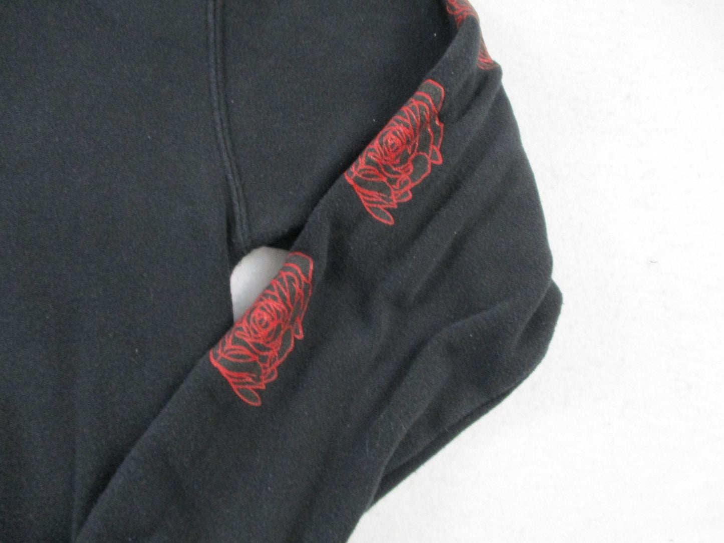 La Familia Hoodie Mens Medium Black Pullover Fleece Sweatshirt Rose Graphic 16253