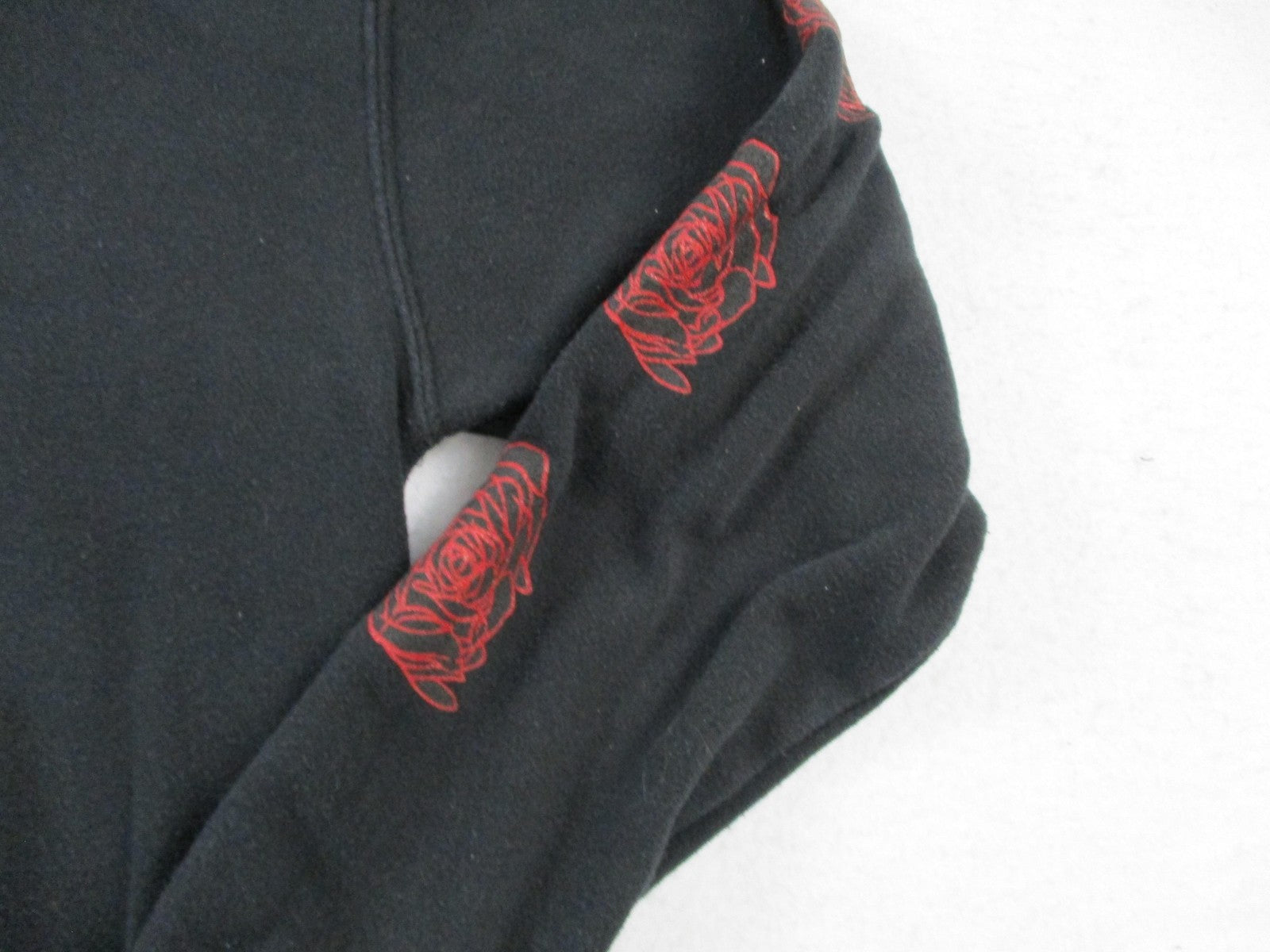 La Familia Hoodie Mens Medium Black Pullover Fleece Sweatshirt Rose Graphic 16253