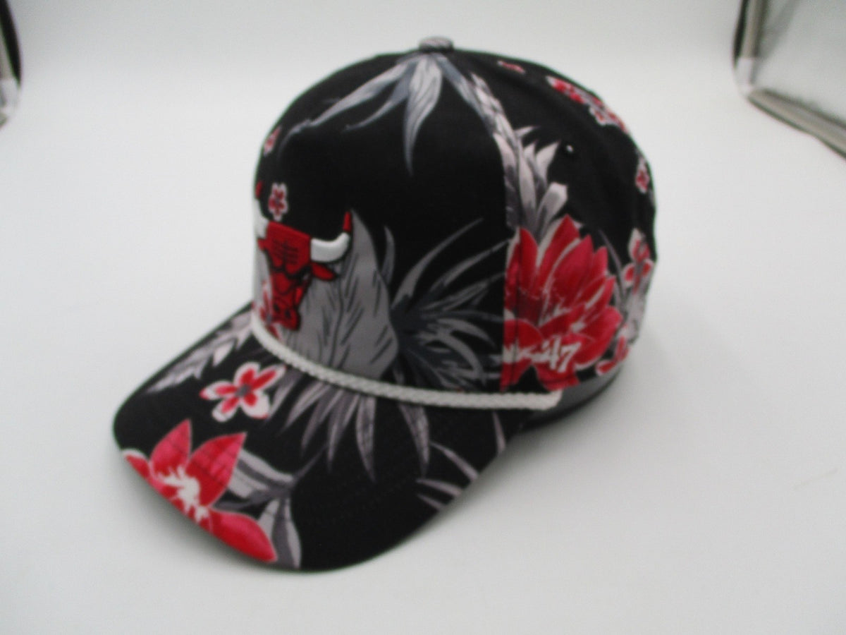 Chicago Bulls Hat Cap Snap Back One Size Floral Black NBA Basketball 47 Brand3