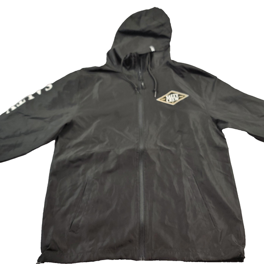 Salty Crew Jacket Unisex Medium Black Windbreaker Hooded Full Zip Swim Surf Logo0