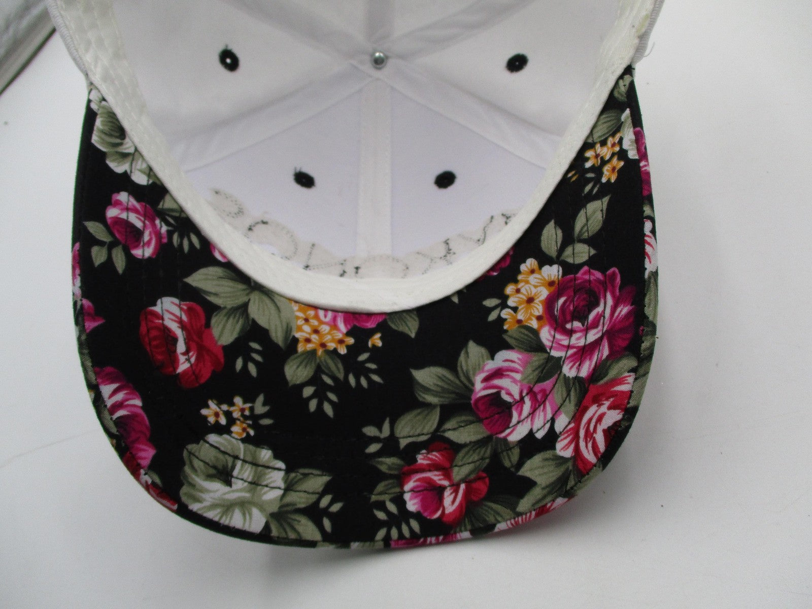Mykonos Hat Cap Strap Back Mens One Size Floral Brim White Twill Karfil Greece9