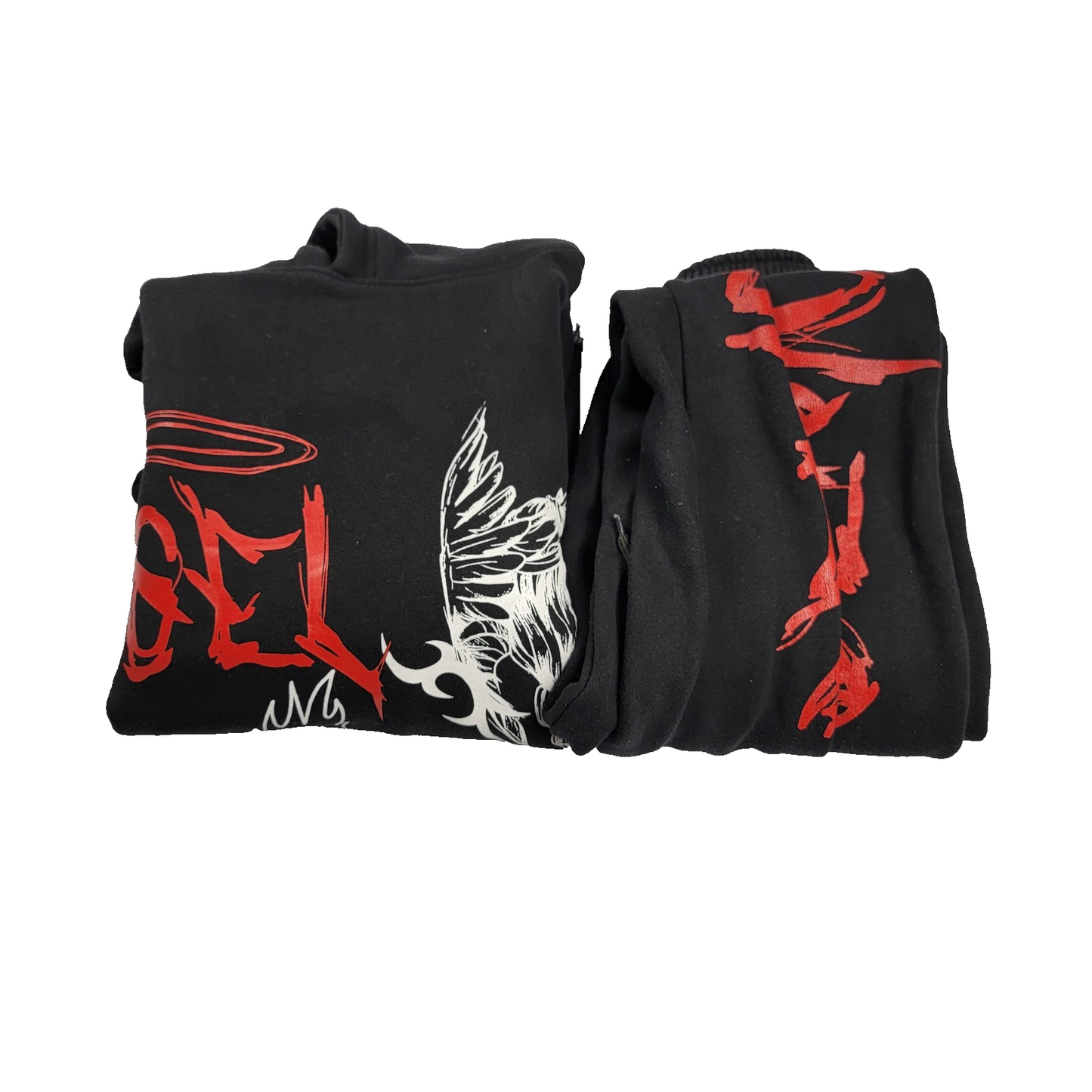 AngelsxDemonz Hoodie Sweatshirt Pants Set Small Black Graphic Distressed
