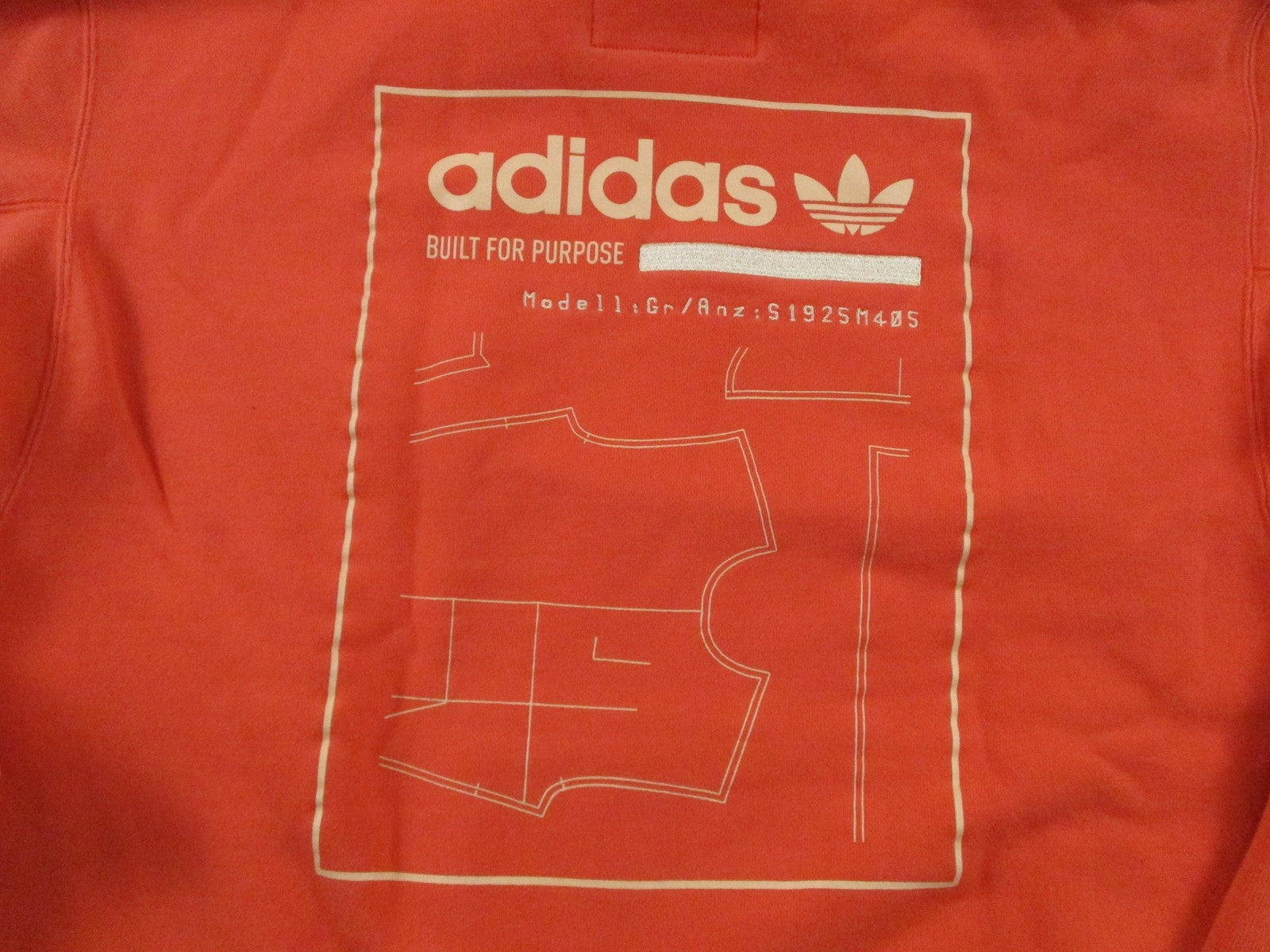Adidas Hoodie Mens Medium Orange Fleece Sweatshirt Built For Purpose Trefoil8