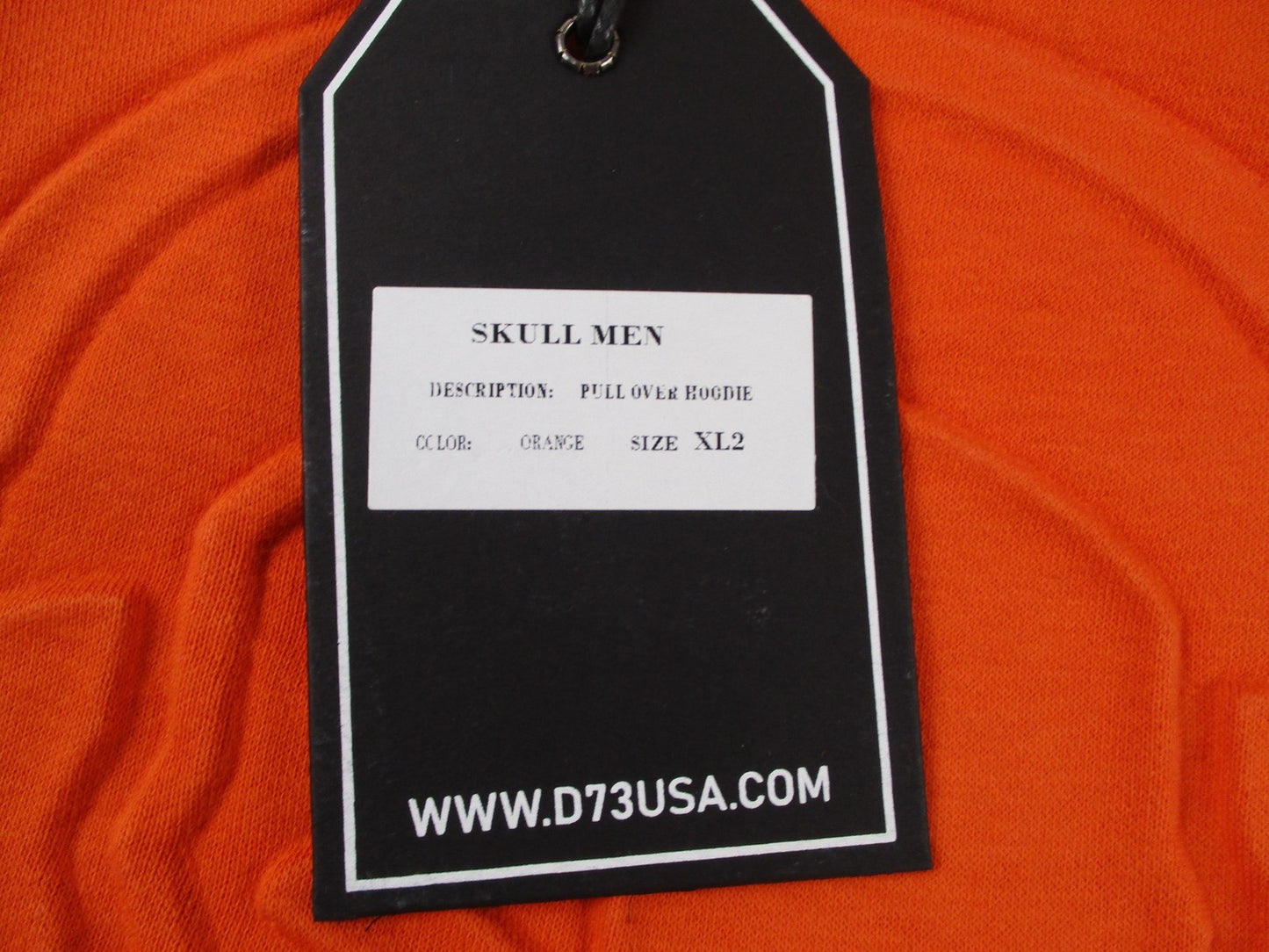 D73 USA Hoodie Mens 2XL Orange Skull Hot Wheels Pullover Fleece Sweatshirt 12905