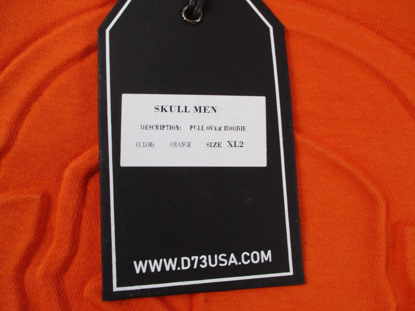 D73 USA Hoodie Mens 2XL Orange Skull Hot Wheels Pullover Fleece Sweatshirt 12905