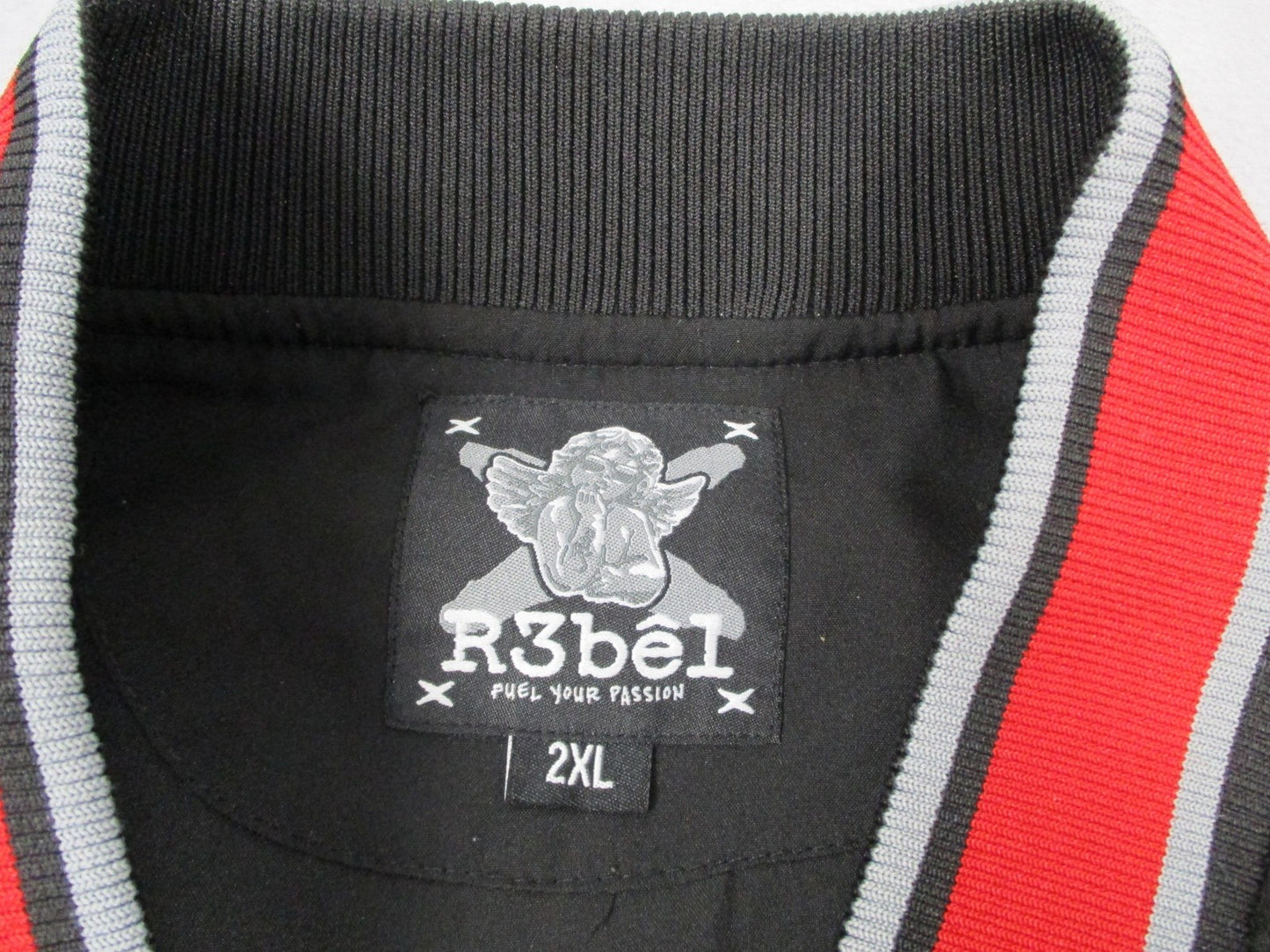 R3bel Regime Jacket Mens 2XL Black Sherpa Varsity Letterman Snap Front Patch2
