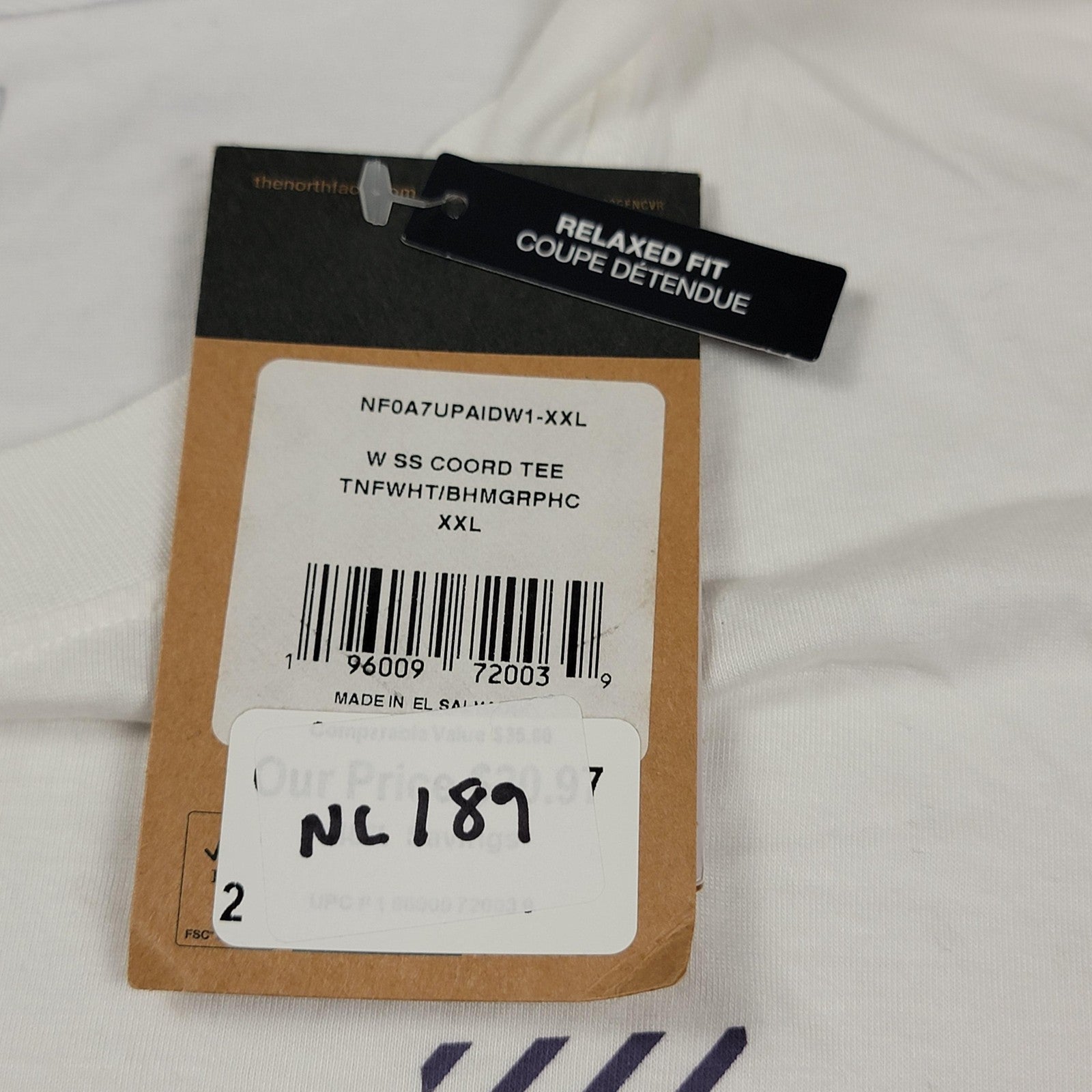 2 Pk The North Face Relaxed Fit White + Nike Yoga Dri Fit T Black Sz 2X
